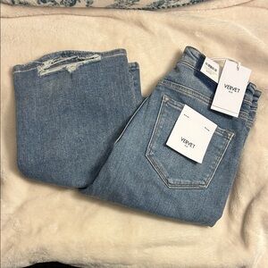 VERVET KENDYL DAD JEANS HIGH RISE DISTRESSED SLIM WIDE JEANS